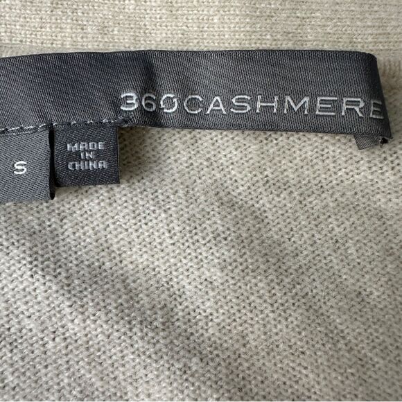 360 Cashmere Cardigan Sweater Women’s Small Gray Ivory Front Pockets Long Sleeve - Picture 4 of 8